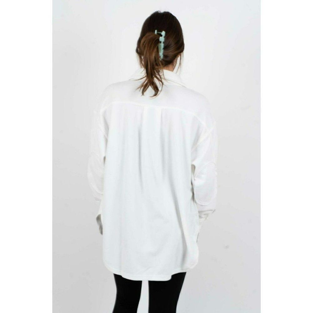 Zenana All About the Fleece Button-Down Shacket in Off White S-L QJ-4003D4 - Picture 4 of 8